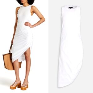 🆕️ Veronica Beard Finca Ribbed Stretch  Cotton Jersey & Poplin Ivory Midi Dress